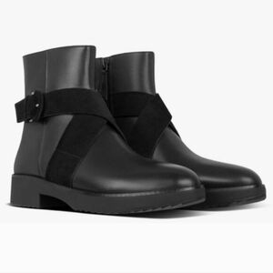 Fitflop Mona Black Buckle Zip Up Leather Ankle Boots Size 10